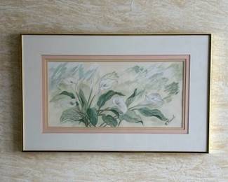 Framed Floral Water Color By V.Mauch
