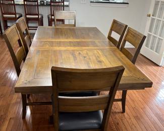 Kitchen table with industrial look & chairs 
$1000 (80”x40” with leaf - leaf 14”) 
