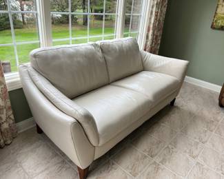 White leather sofa (82”L) - $350