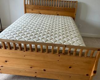 Light wood queen bed frame, mattress and Boxspring - all $500