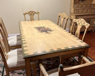 Floral table with chairs $500
(72” x 36”)

