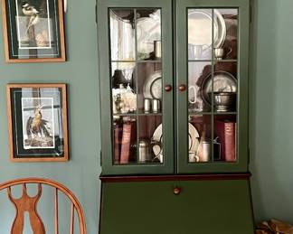 Lovely size, green painted Secretary