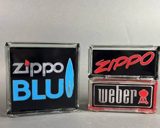 Lot 355 | Zippo Glass Block Light Up Signs & More