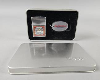 Lot 65 | Zippo Budweiser Lighter/Keychain Collectible Tin