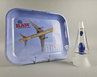 Lot 611 | Vintage 70s Lava Lamp Glass Bong & RAW Tray