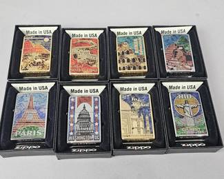 Lot 85 | 8 Wonders of The World Zippo Lighters