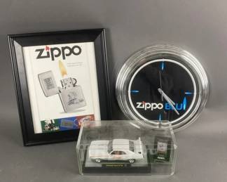 Lot 211 | Zippo Blu Clock & More