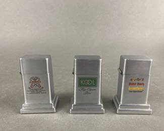 Lot 456 | 3 Vintage Zippo Table Lighters