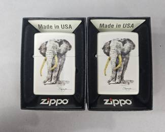 Lot 79 | 2 Zippo Spazuk Elephant Art Lighters