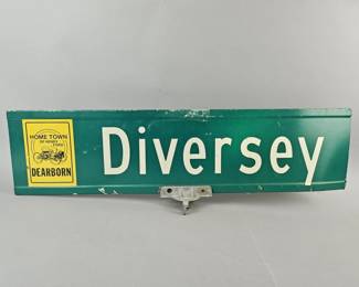 Lot 332 | Vintage Real Diversey Green Metal Street Sign