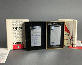Lot 405 | Vintage Zippo Slim Boeing & ITT Lighters