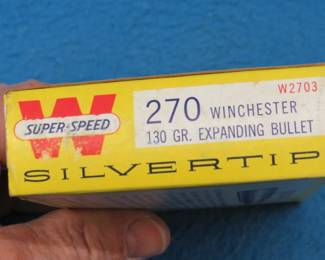 Lot 391. 20 Winchester Super-Speed Silvertip. 270 cal. 130-gr. rounds in a vintage box in excellent condition