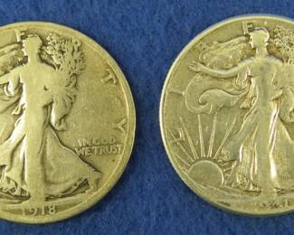 Lot 40. 1918 D and 1941 P Walking Liberty half
