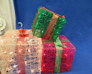 Lot 330. Stackable lighted plastic Christmas package lights