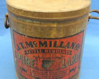 Lot 371. Vintage tin from J.T. McMillan & Co., St. Paul for 50 Lbs. of lard