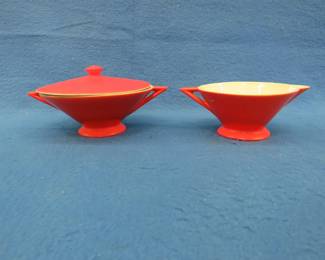 Lot 197. Streamline Tricorne pattern cream and sugar by Salem