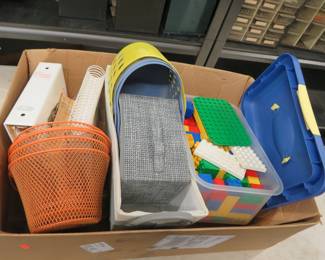 Lot 125. Wire baskets, Legos, and more