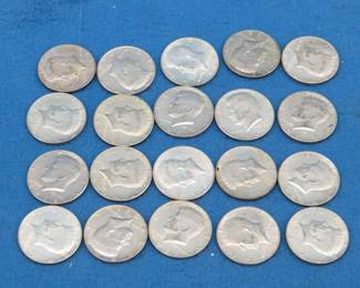 Lot 62. Twenty 1965-1969 Kennedy 40% Silver Half Dollars