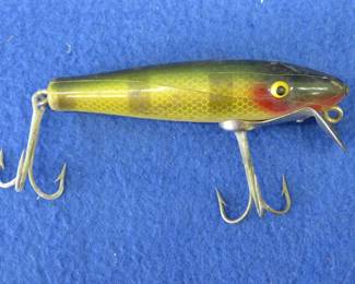 Lot 252. Vintage Paw Paw Co. 3 1/4" wooden Midget Pikie with tack eyes in VGC with box