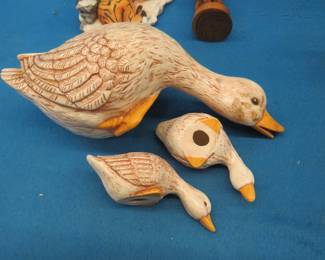 Lot 318. Hen and duckling over-hanging mantle ducks and more