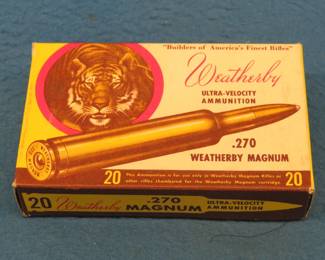 Lot 360. One vintage Weatherby .270 Magnum box in excellent condition