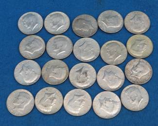 Lot 67. Twenty 1965-1969 Kennedy 40% Silver Half Dollars