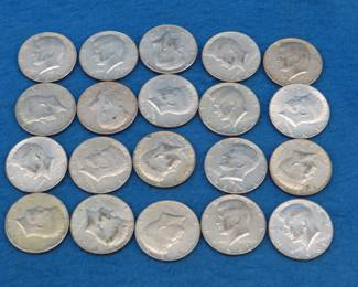Lot 105. Twenty 1965-1969 Kennedy 40% Silver Half Dollars