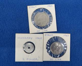 Lot 46. 1963 Hungary 2 Filler and 2 Italian Lire coins