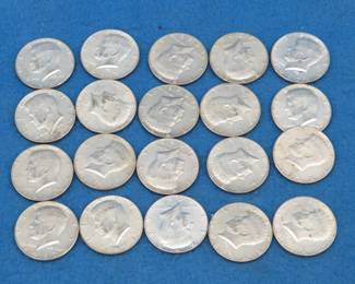 Lot 65. Twenty 1965-1969 Kennedy 40% Silver Half Dollars