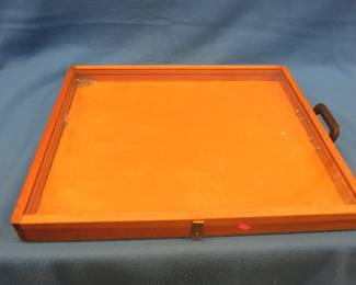Lot 369. Wooden 21" x 25" x 2 1/4" hinged display case