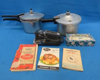 Lot 158. Two pressure cookers, electric stapler and scissors