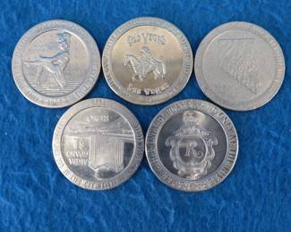 Lot 300. Five old casino tokens.&nbsp; Many are from closed casinos.