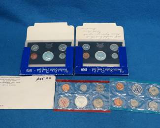 Lot 200. Two 1970 US Mint proof sets and one 1968 US Mint uncirculated coin set