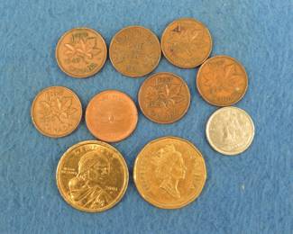 Lot 80. 2001 Sacagawea, 1990 Canadian dollar coin, mix of Canadian coins