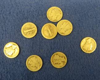 Lot 41. Eight better date Mercury dimes