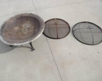Lot 249. 28" Metal firepit with two screens