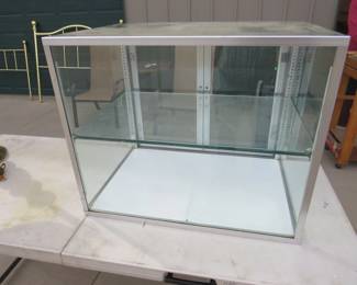 Lot 263. 29 x 24 x 20" glass display case with two adjustable shelves
