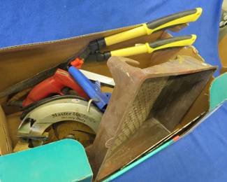 Lot 350. Circular saw, trimmers, caulking gun, and more