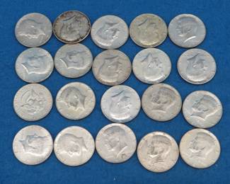 Lot 68. Twenty 1965-1969 Kennedy 40% Silver Half Dollars
