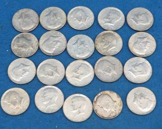 Lot 69. Twenty 1965-1969 Kennedy 40% Silver Half Dollars