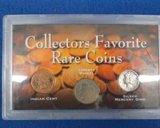 Lot 44. Collectors Favorite Set including one each Indian Head penny, Liberty nickel and Mercury dime