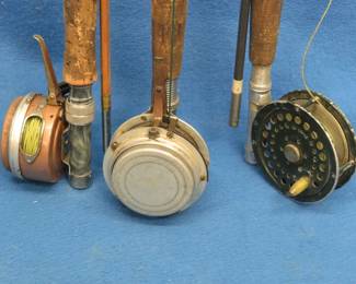 Lot 183. Three flyfishing rods and two reels