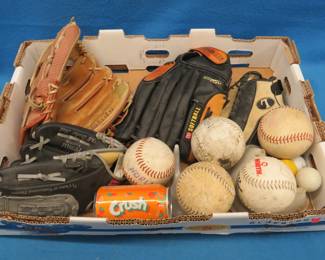 Lot 325. Baseball gloves, softballs and more