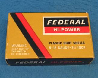 Lot 390. Five Federal&nbsp; 2/3/4" {#}4 buckshot shotgun shells