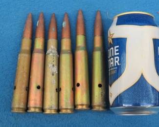 Lot 395. Six old .50 M2 Dummy Rounds made at the Frankford Arsenal in an original box