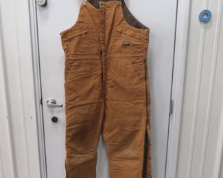 Lot 163. OshKosh B'Gosh brown canvas bibs.&nbsp; Size 40/34.&nbsp; No holes all zippers work.