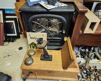 Antique Oak Wall Telephone