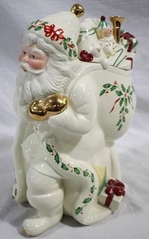 283 - Lenox Holiday Santa cookie jar 13 x 8 x 7

