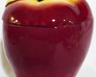 236 - Red Heart apple cookie jar, 9.5"
