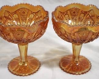 259 - Pair Imperial carnival glass compotes 8 x 6.5
